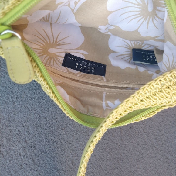 Bohemian Vintage Rayon Woven Embroidered Handbag/wallet set Liz Claiborne Green - Picture 4 of 7